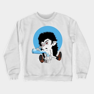 the hedgehog is drinking Crewneck Sweatshirt